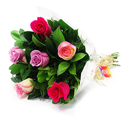 Buquê de 6 Rosas Coloridas - Delicadeza!
