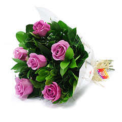 Buquê de 6 Rosas Liláses