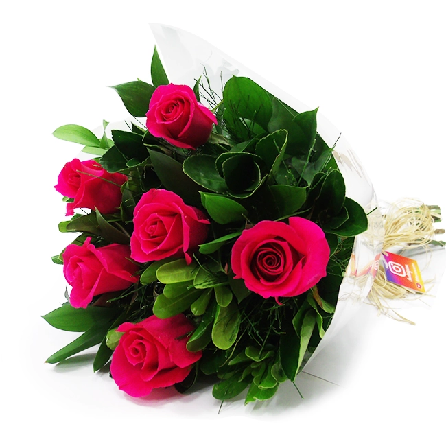 Buquê de 6 Rosas - Pink