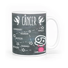 Caneca exclusiva do signo de Câncer com as principais características,  a constelação e o símbolo do signo para você surpreender!