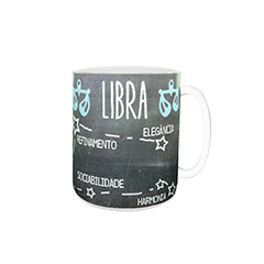 Caneca exclusiva do signo de Libra com as principais características,  a constelação e o símbolo do signo para você surpreender!