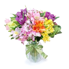 Vaso M com  Alstroemérias Coloridas