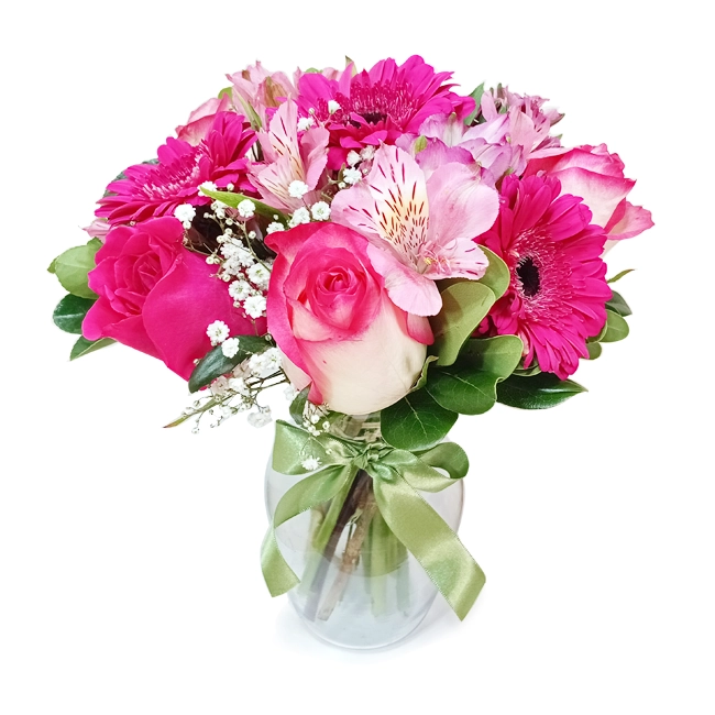 Vase M with pink Mixed Flowers