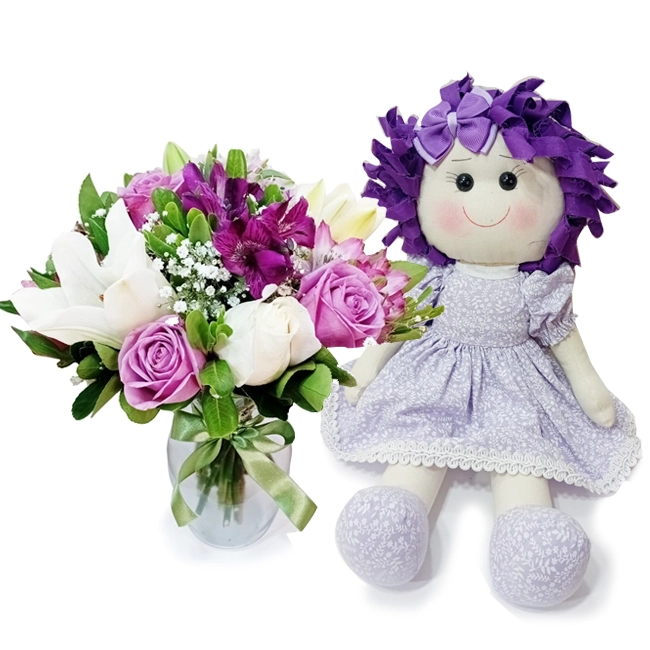 Vase M with lilac doll