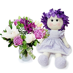 Vase M with lilac doll