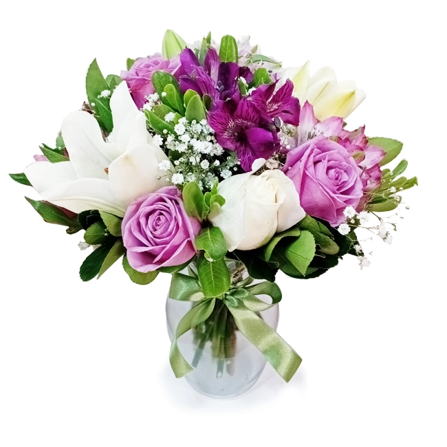 Vase M with lilac mixed flowers