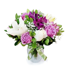 Vase M with lilac mixed flowers