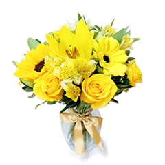 Vaso M com Flores mistas amarelas