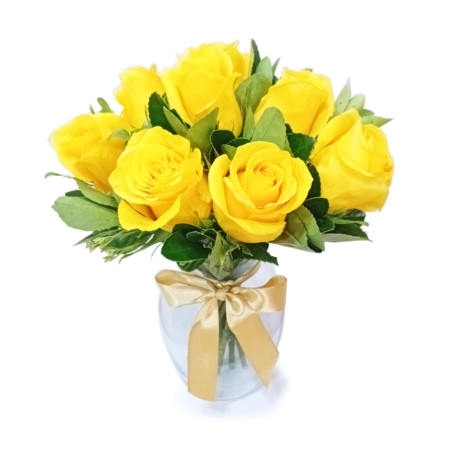Vase M with yellow roses