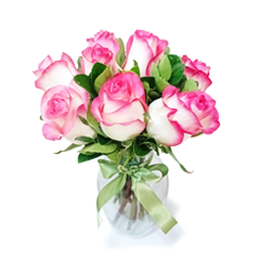 Vaso M com rosas cor de rosa