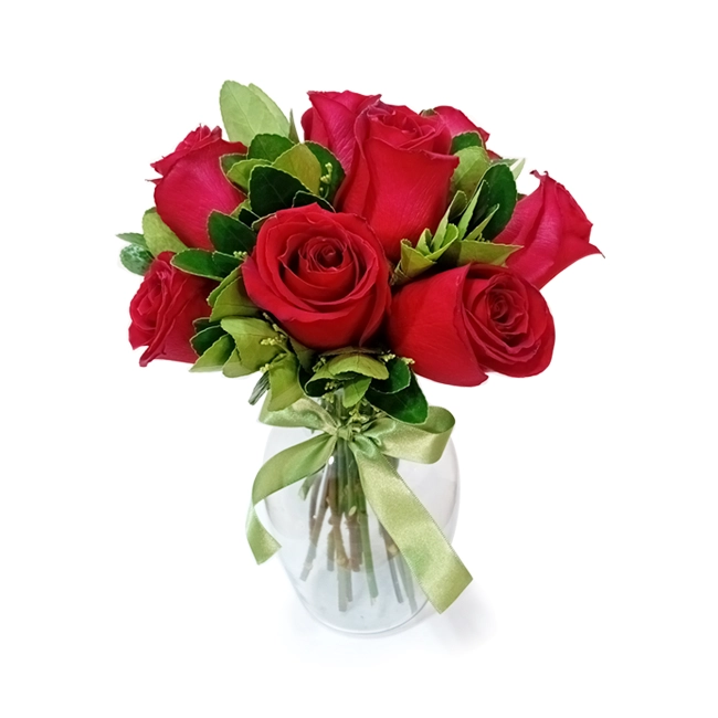 Vaso M com rosas vermelhas