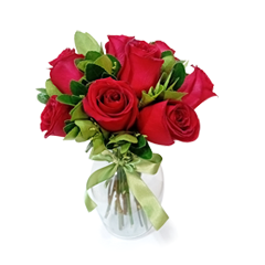 Vaso M com rosas vermelhas