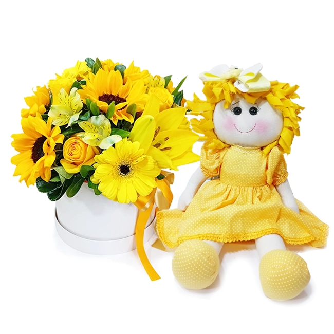 Flower Box and Yellow Doll