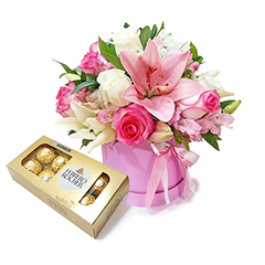 Box de Flores com Ferrero Rocher