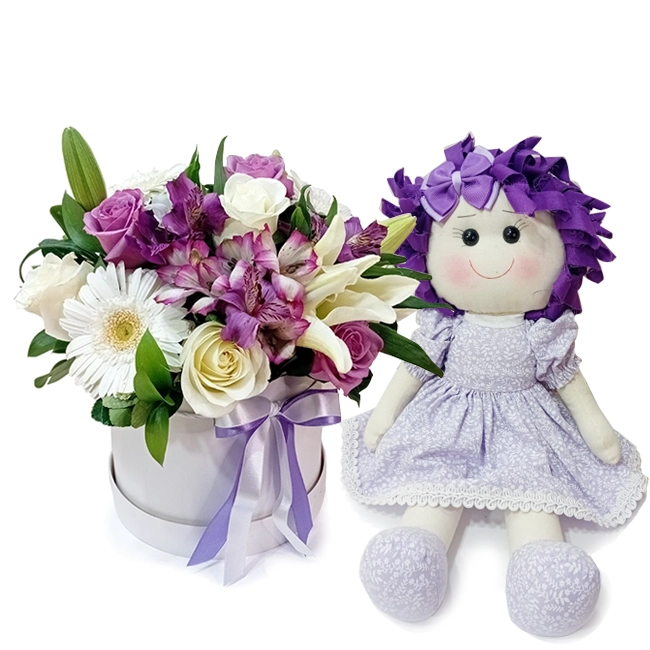 Flower Box with lilac doll