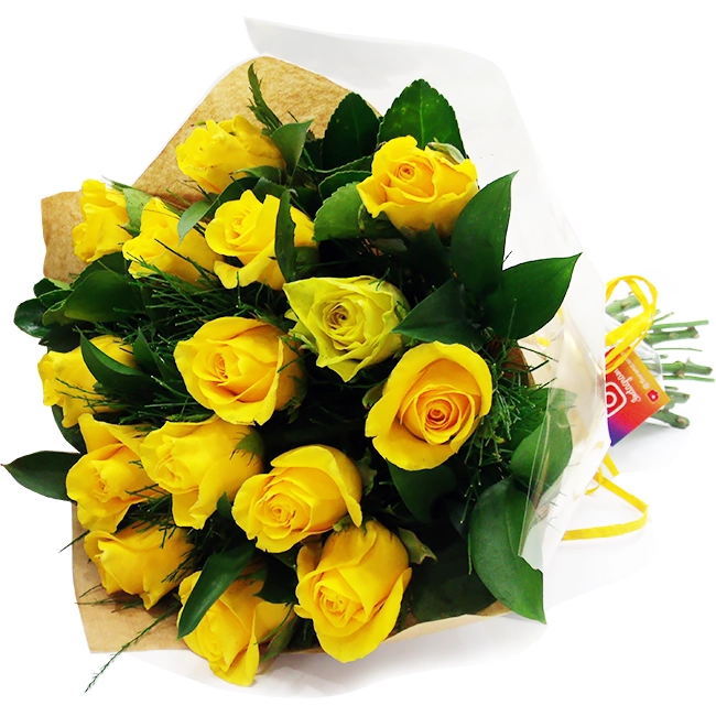 Buquê de 15 Rosas Amarelas