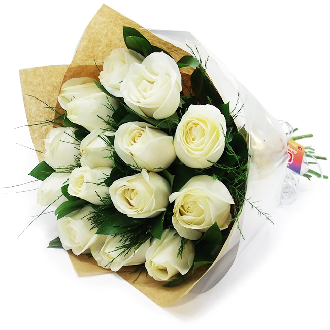 15 White Roses Bouquet