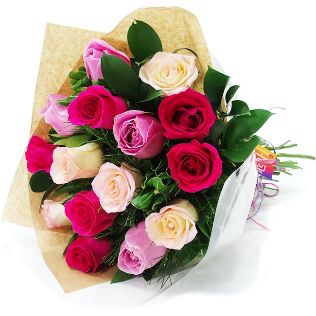 15 Colorful Roses Bouquet - Delicacy!