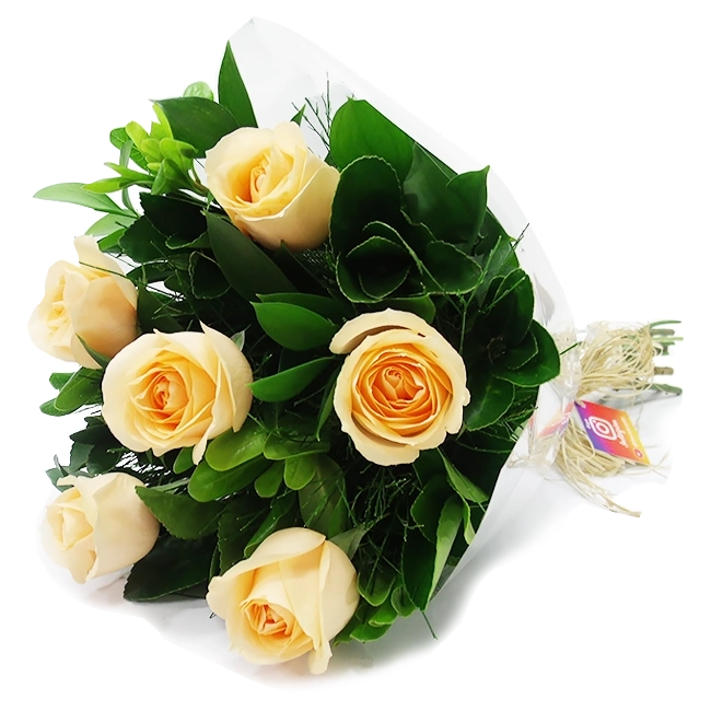 Buquê de 6 Rosas Champagne