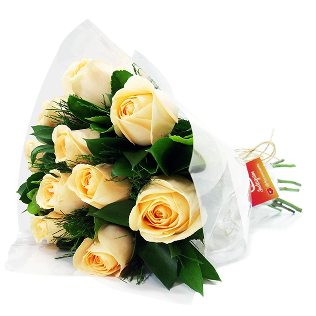 Ten Champagne Roses