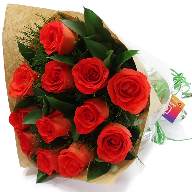 12 Orange Roses Bouquet