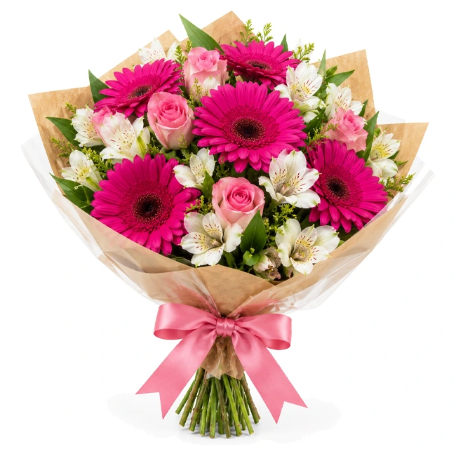 Buque de Gerberas e Alstroemérias Brancas - M