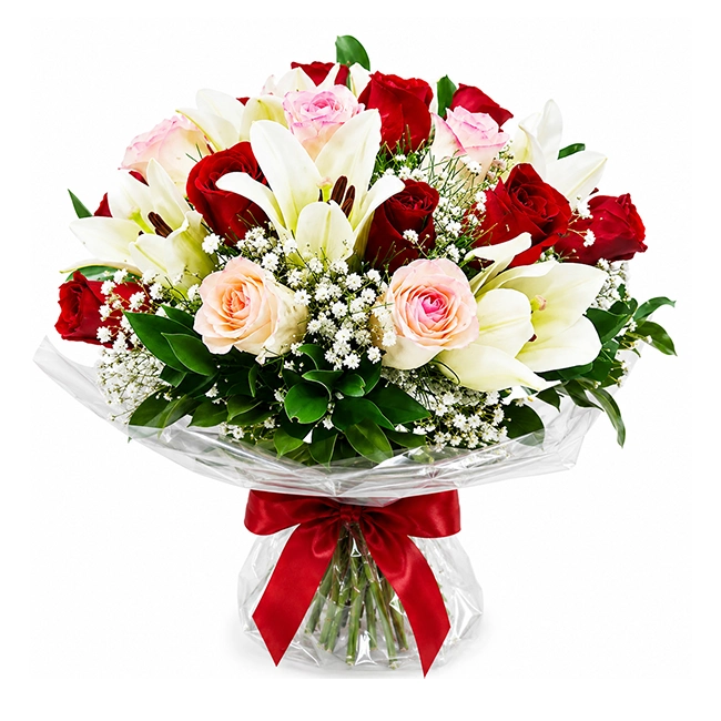 Enchanting Lily and Rose Bouquet - M