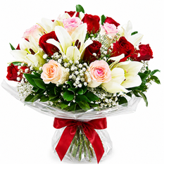 Buquê de Lírios e Rosas Encanto - M
