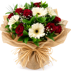 Buque Romântico de Rosas e Gerberas - M
