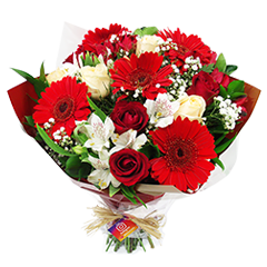 Se você quer inovar e encantar, encontrou o bouquet certo - impressione com rosas, alstroemérias e gérberas expressando amor, carinho e admiração!