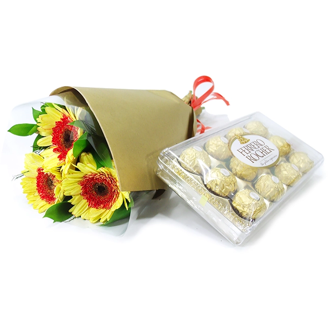 Yellow Gerbera and Ferrero Rocher
