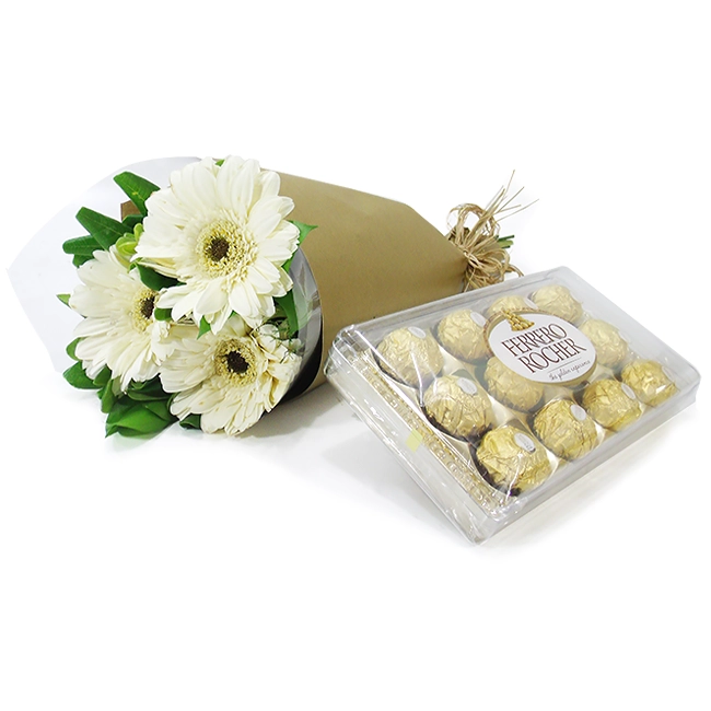 White Gerberas and Ferrero Rocher