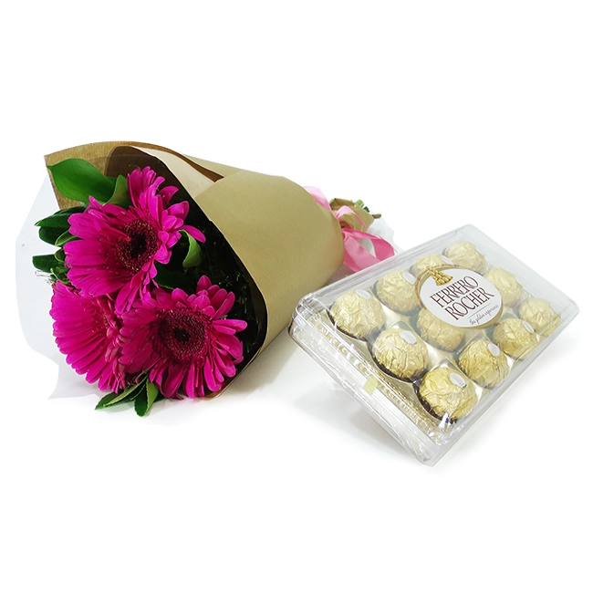 Pink Gerbera and Ferrero Rocher