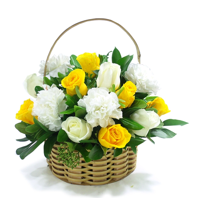 Yellow and White Flower Basket