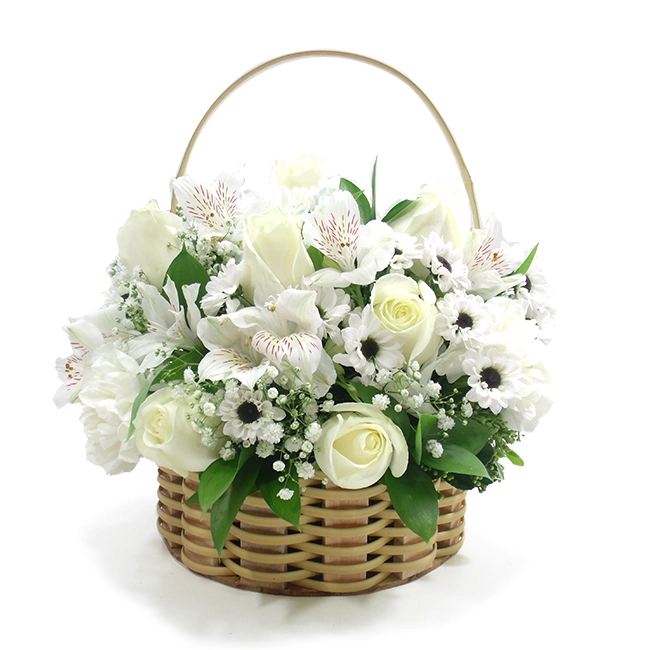 White Flower Basket