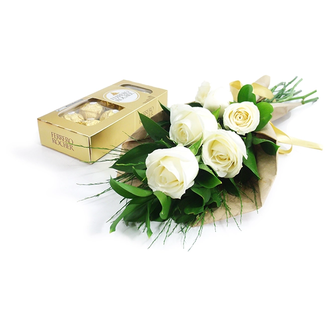Rosas Brancas com Ferrero