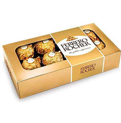 Caixa contendo 8 deliciosos bombons Ferrero Rocher.