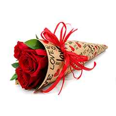 Buquê de 3 Rosas Vermelhas
